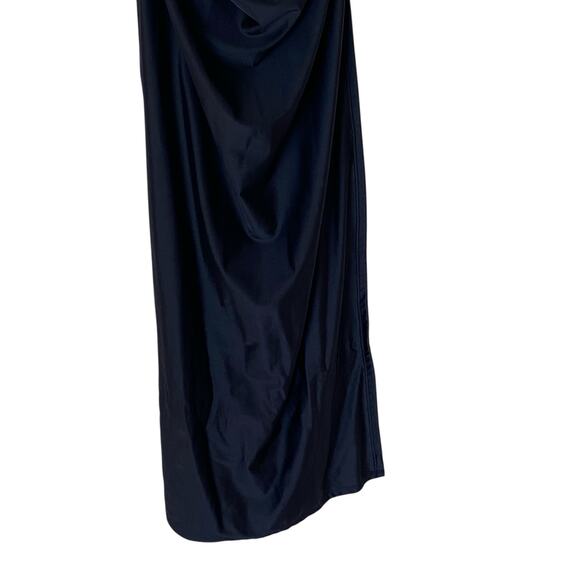 GOOD AMERICAN Ruched Satin Slip Maxi Dress Black, Size 2/Medium - Picture 10 of 16